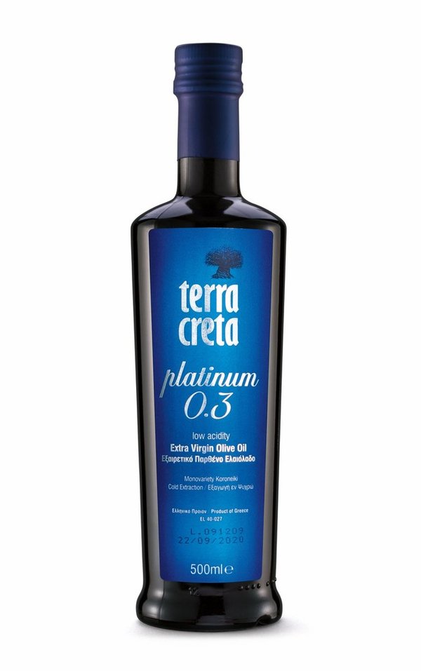 Terra Creta Gourmet 0,3 Platinum Ultra Low Acidity Olivenöl 500ml