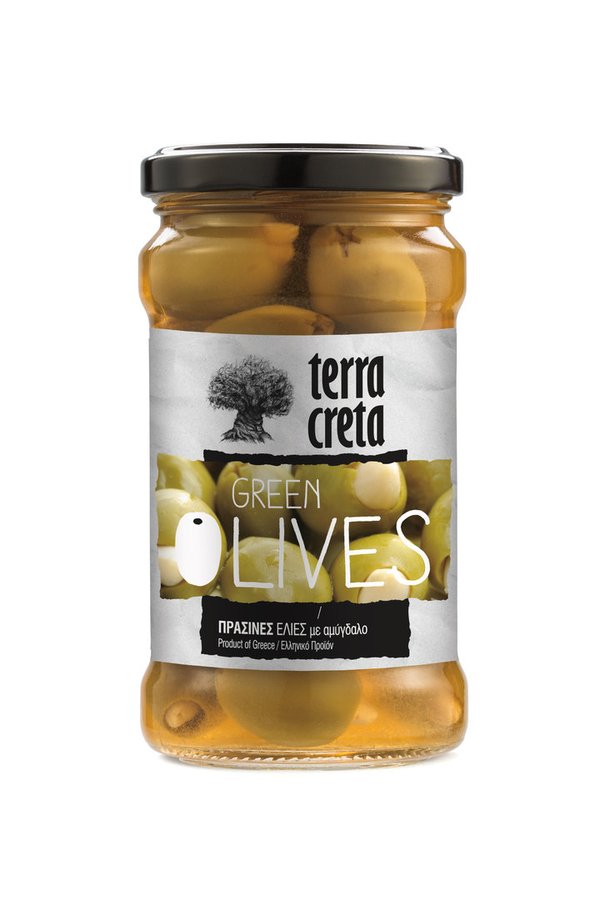 Grüne Oliven gefüllt mit Mandeln Terra Creta 160gr