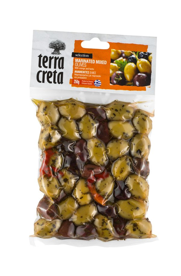 Mixed ganze eingelegte Oliven im Bag Terra Creta (unpitted) 250gr